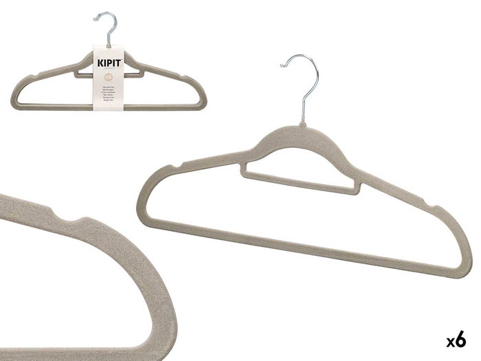 KIPIT Set de 20 Perchas Flocadas Gris KIPIT Set de 20 Perchas Flocadas Gris