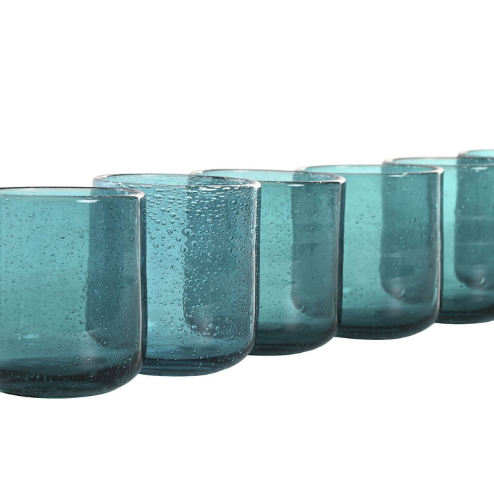 DKD Home Decor Set de 6 Vasos de Cristal Burbujas Turquesa 320ml DKD Home Decor Set de 6 Vasos de Cristal Burbujas Turquesa 320ml