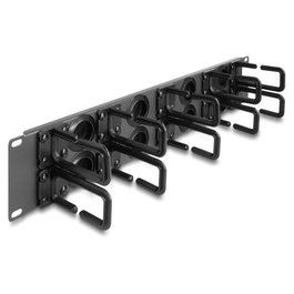 DeLOCK Panel de gestión de cables 19″ 2U con 8 entradas de goma y 10 ganchos Gris oscuro