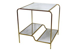 DKD Home Decor Mesita Auxiliar de Metal y Espejo Mate Dorado