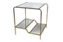 DKD Home Decor Mesita Auxiliar de Metal y Espejo Mate Dorado