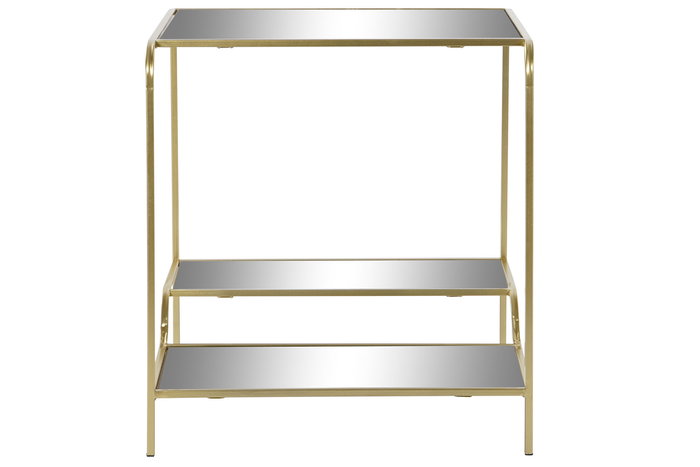 DKD Home Decor Mesita Auxiliar Glam Dorado Metal y Espejo 50 x 50 x 55 cm