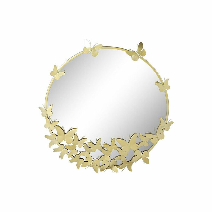 DKD Home Decor Mesita Auxiliar de Metal y Espejo Mate Dorado