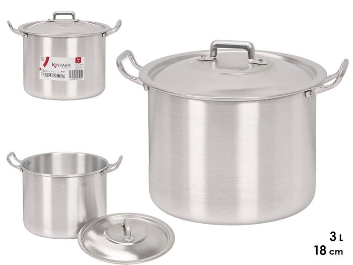 KINVARA Olla de Aluminio 18 cm, 3 L, Plata KINVARA Olla de Aluminio 18 cm, 3 L, Plata