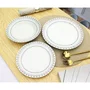 Servicio 18 Piezas Porcelana Negra Grano de Arroz - 6 Platos Llanos 24cm, 6 Hondos 20.5cm, 6 Postre 19cm
