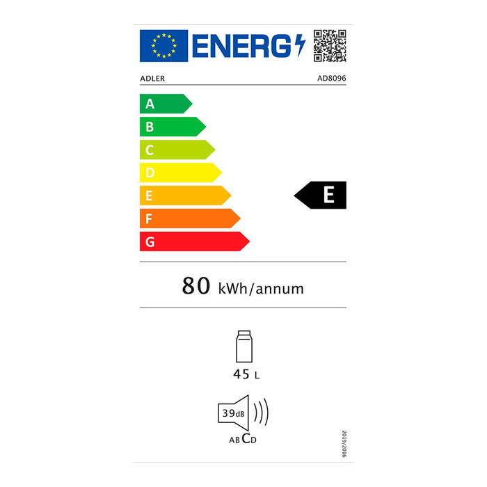 Adler Refrigerador Bajo Encimera 45 L Negro AD8096 450 x 450 x 495 mm 6 Niveles Clase E