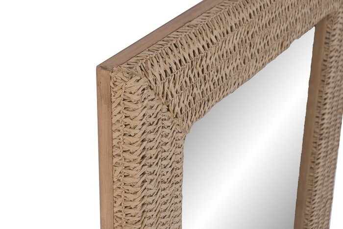 DKD Home Decor Espejo de Ratán y Cristal Natural 58x3,5x100 cm
