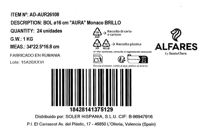 Alfares Bol AURA Monaco BRILLO ø16 cm