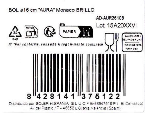 Alfares Bol AURA Monaco BRILLO ø16 cm