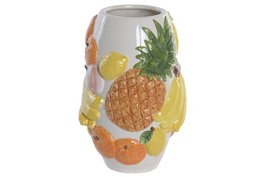 DKD Home Decor Jarrón de Gres Tuttifrutti Multicolor 15x14x23 cm