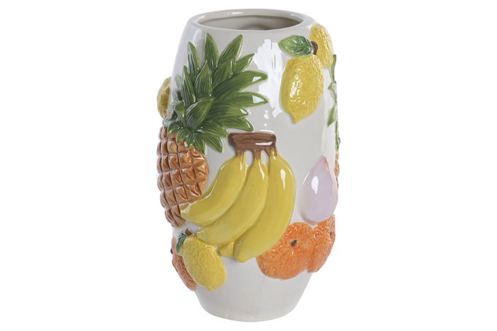 DKD Home Decor Jarrón de Gres Tuttifrutti Multicolor 15x14x23 cm