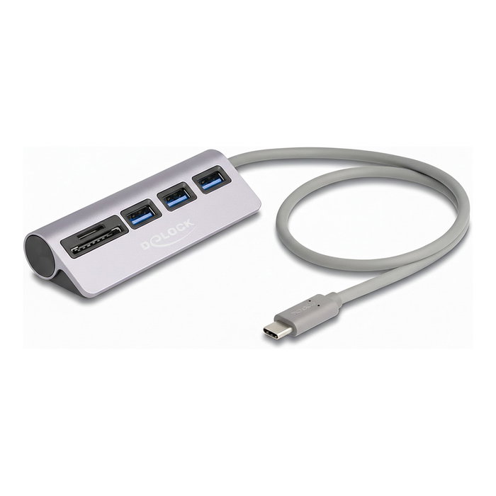 DeLOCK Hub USB de 3 puertos de 5 Gbps con lector SD/Micro SD y USB Type-C™