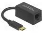 DeLOCK Adaptador USB Type-C a Gigabit LAN Compacto Negro