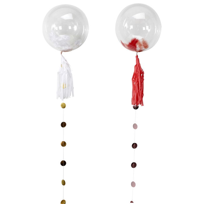 Party Time Globo Con Plumas Diámetro 35 cm Transparente Modelos Surtidos