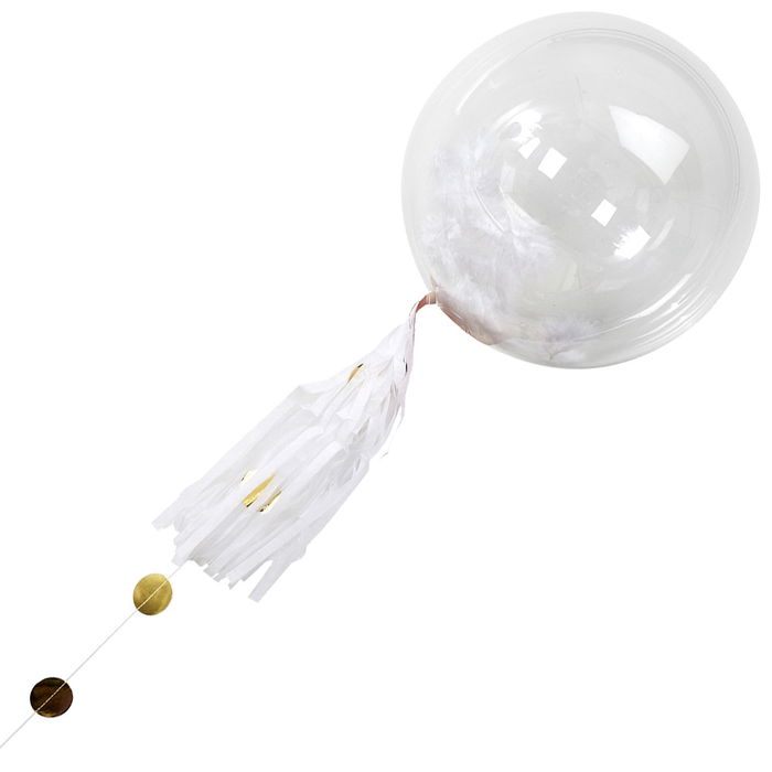 Party Time Globo Con Plumas Diámetro 35 cm Transparente Modelos Surtidos