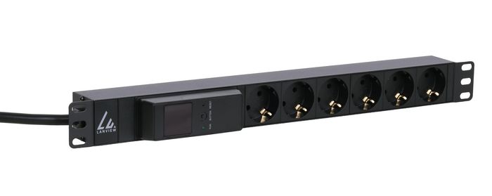 Lanview Regleta de montaje en rack de 19'' con 6 tomas Schuko tipo F y medidor de amperios