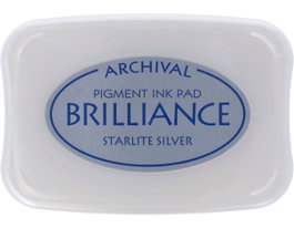 Tsukineko Almohadilla de Tinta BRILLIANCE Plateado Efecto Nacarado 95x65mm
