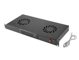 Lanberg AK-1502-B Panel de ventilación 1U con LCD y 2 ventiladores