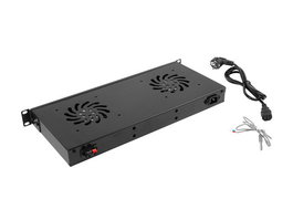 Lanberg Panel de Ventilación 1U 19" con LCD y 2 Ventiladores con Termostato Color Negro