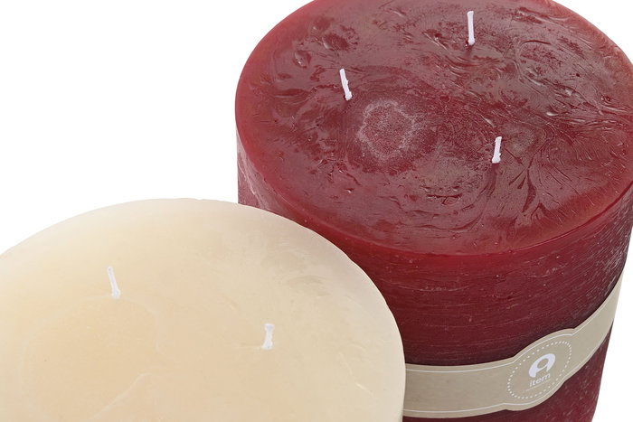 DKD Home Decor Vela Navidad Tradicional Crema Rojo Cera Parafina 15 x 15 x 15 cm (4 Unidades)