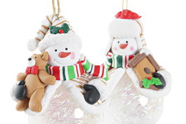 DKD Home Decor Bola Decoracion Navidad Fantasia 6.5 x 10 x 7 cm Resina LED Blanco Rojo (12 Unidades)