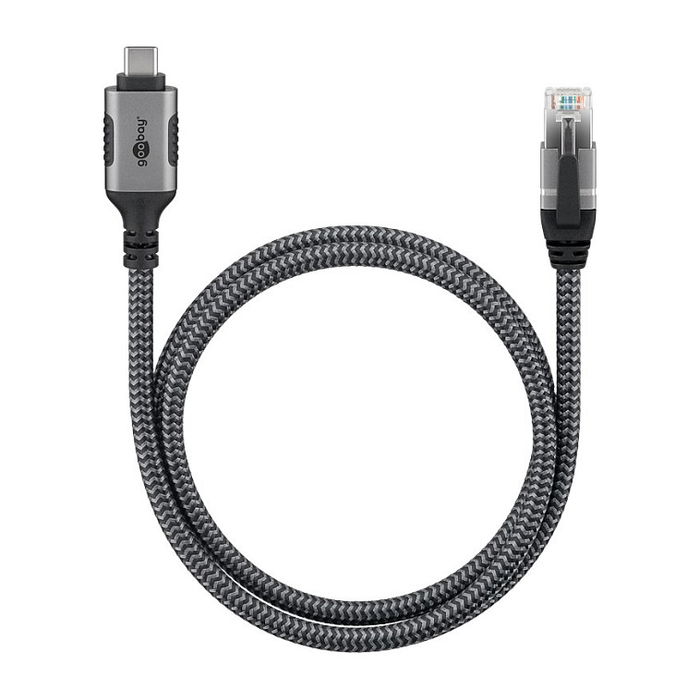 Goobay Cable Ethernet USB-C 3.2 Gen 1 a RJ45 Gigabit Cat6 F/UTP de 3 Metros Negro y Plata - Referencia 70699