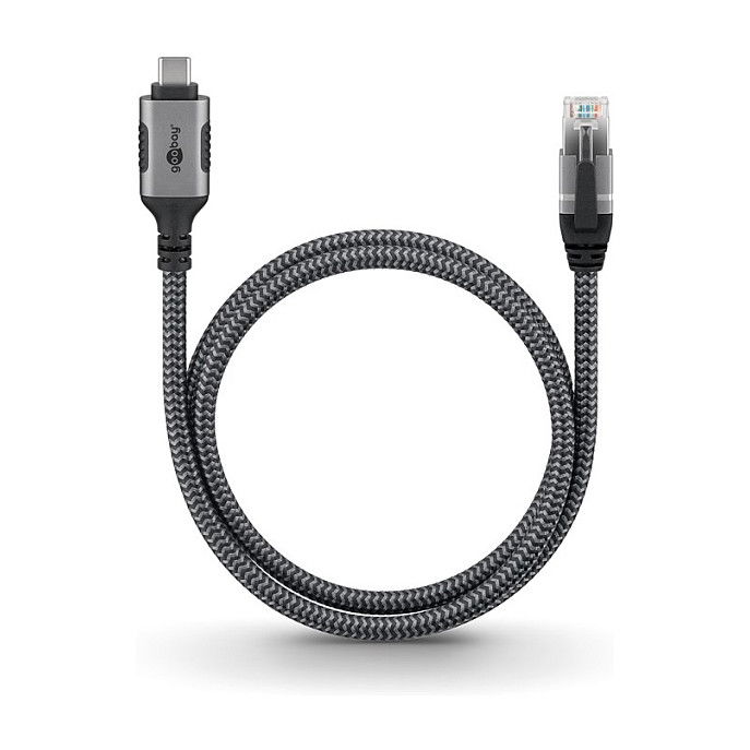 Goobay Cable Ethernet USB-C 3.2 Gen 1 a RJ45 Gigabit Cat6 F/UTP de 3 Metros Negro y Plata - Referencia 70699