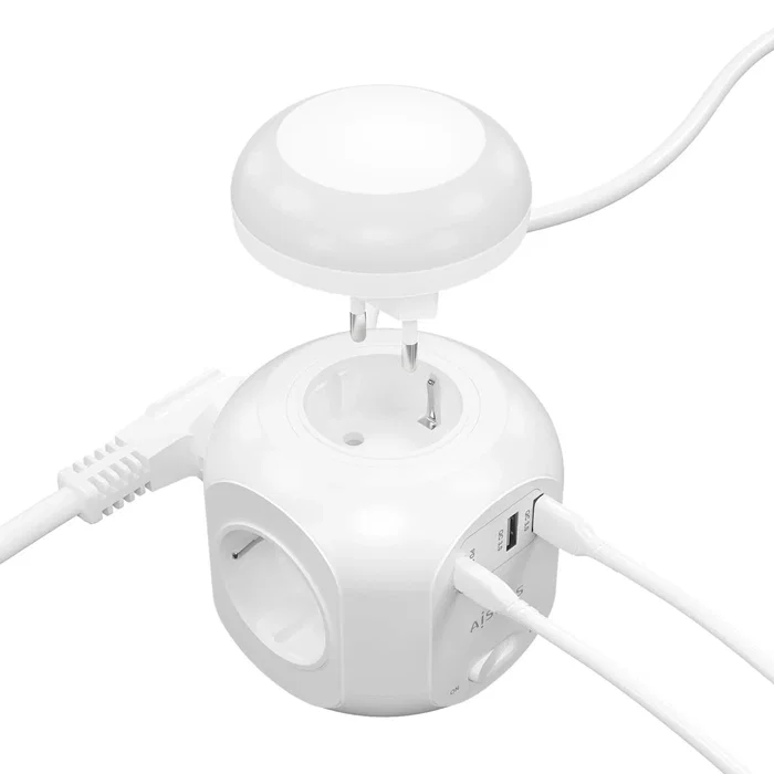 Aisens Regleta Multifunción con 4 Tomas Schuko, 1 USB-C y 2 USB-A, Luz Nocturna, Blanco Aisens Regleta Multifunción con 4 Tomas Schuko, 1 USB-C y 2 USB-A, Luz Nocturna, Blanco