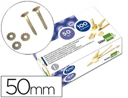 Liderpapel Encuadernadores Latonados con Arandela Metal 50 mm Caja de 100 Unidades