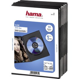 Hama Pack de 10 cajas Slim DVD, Negro