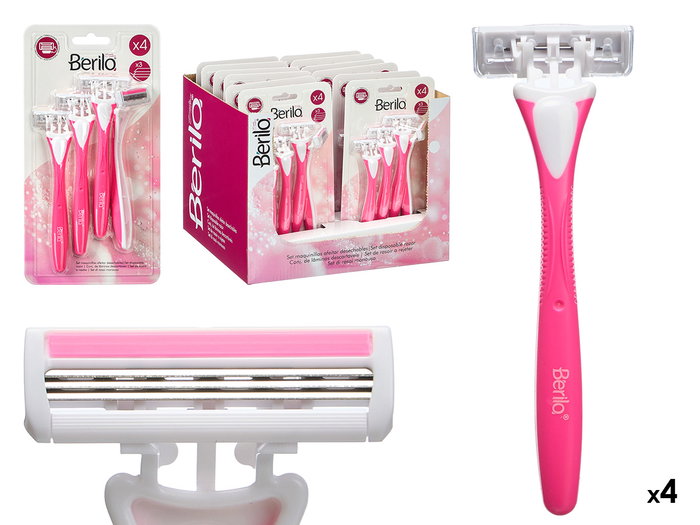 Berilo Set 4 Maquinillas de Afeitar 3 Hojas Rosa 11x21x4.5 cm (Set de 24) Berilo Set 4 Maquinillas de Afeitar 3 Hojas Rosa 11x21x4.5 cm (Set de 24)