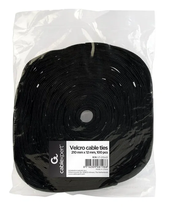 GEMBIRD VT-210X12 Tiras de velcro Negro 100 piezas