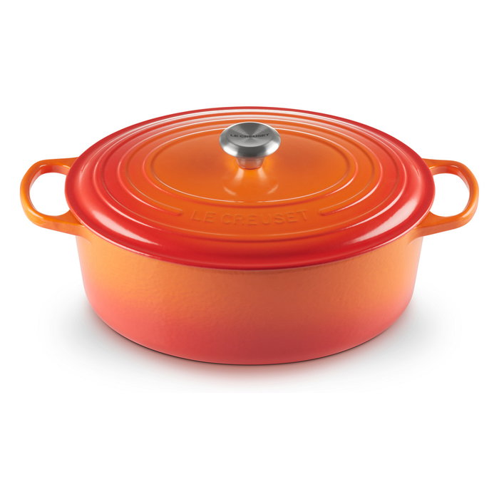 Le Creuset Olla de Hierro Fundido Signature Ovalada 33 cm (7.5 L), Enamel, Naranja, Apta para Todo Tipo de Cocinas Incluyendo Inducción