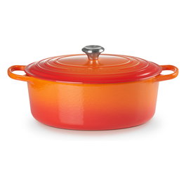 Le Creuset Olla de Hierro Fundido Signature Ovalada 33 cm (7.5 L), Enamel, Naranja, Apta para Todo Tipo de Cocinas Incluyendo Inducción