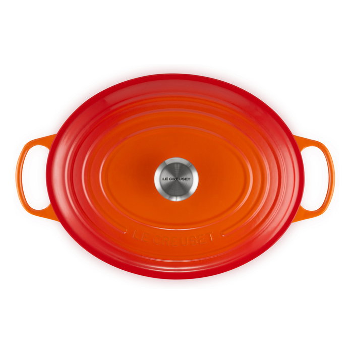 Le Creuset Olla de Hierro Fundido Signature Ovalada 33 cm (7.5 L), Enamel, Naranja, Apta para Todo Tipo de Cocinas Incluyendo Inducción