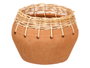 Giftdecor Jarrón Indalo de Barro y Mimbre - Modelo Decorativo Marrón, 25x17 cm (Set de 4)