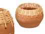 Giftdecor Jarrón Indalo de Barro y Mimbre - Modelo Decorativo Marrón, 25x17 cm (Set de 4)