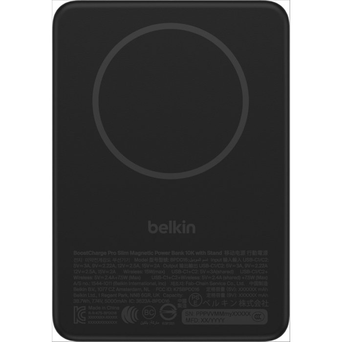 Belkin BoostCharge Slim 10.000 mAh Qi2 15 W Negro
