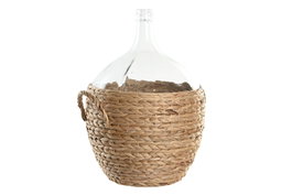 DKD Home Decor Jarrón de Cristal y Fibra con Acabado Natural 25 L