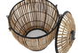 DKD Home Decor Cesta Ropa Balines Natural Negro Ratan Metal Polyester Set de 2 48 x 55 x 48 cm