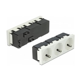 DeLOCK Easy 45 - Tomacorriente con Conexión a Tierra (Schuko) 3 vías, Disposición 45°, 45x45 mm, 250V/16A, Blanco ABS, Pack de 5 Unidades