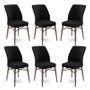 Hanah Home Juego 6 Sillas Comedor Flex Negro y Marrón Metal Tela Babyface