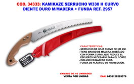 KAMIKAZE Serrucho W330 H Curvo Diente Duro para Madera con Funda