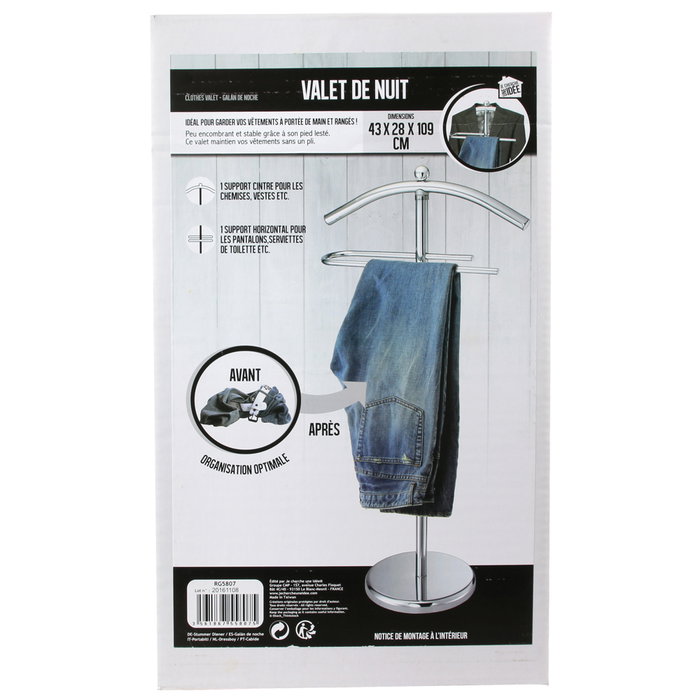 Galán De Noche Compacto Estable Práctico Ideal Para Mantener La Ropa Sin Arrugas 43x28 Altura 109 cm