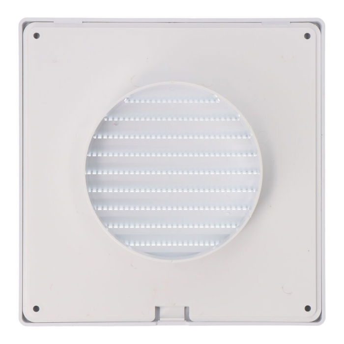 Edm Rejilla de Ventilación Cuadrada Empotrable ø 100mm con Mosquitera 170x170x10mm ABS Blanca