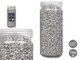 Giftdecor Bote Piedra Metalizada 700 g Plata 6.5x15.8x6.5 cm (Set de 12)