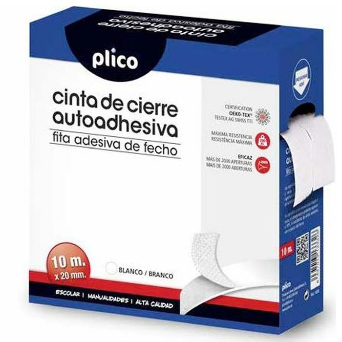 Plico Cinta de cierre adhesiva Velcro blanco 20mm x 10m Plico Cinta de cierre adhesiva Velcro blanco 20mm x 10m