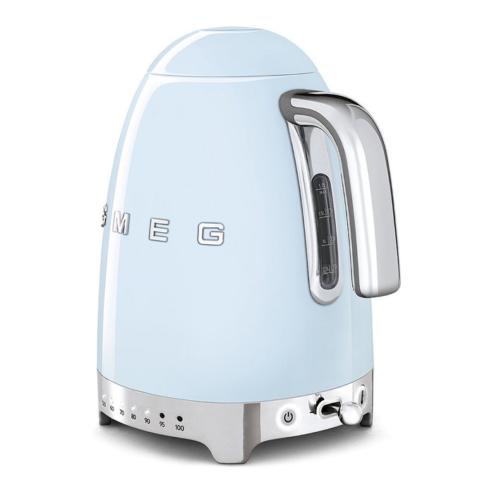 Smeg KLF04PBEU Hervidor de Agua Retro Estilo Años 50, 1.7 L, 2400 W, 7 Temperaturas, Azul Pastel, Acero Inoxidable, Apagado Automático Smeg KLF04PBEU Hervidor de Agua Retro Estilo Años 50, 1.7 L, 2400 W, 7 Temperaturas, Azul Pastel, Acero Inoxidable, Apagado Automático