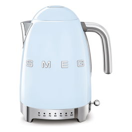 Smeg KLF04PBEU Hervidor de Agua Retro Estilo Años 50, 1.7 L, 2400 W, 7 Temperaturas, Azul Pastel, Acero Inoxidable, Apagado Automático