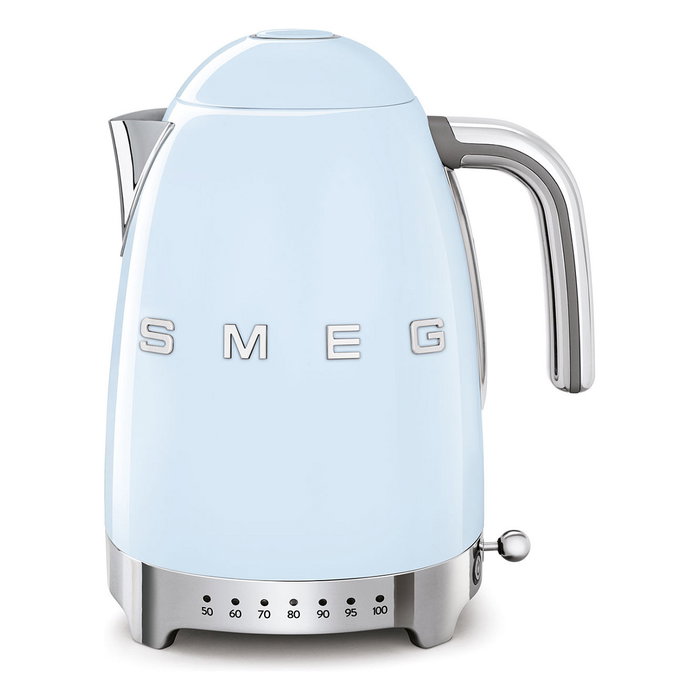 Smeg KLF04PBEU Hervidor de Agua Retro Estilo Años 50, 1.7 L, 2400 W, 7 Temperaturas, Azul Pastel, Acero Inoxidable, Apagado Automático Smeg KLF04PBEU Hervidor de Agua Retro Estilo Años 50, 1.7 L, 2400 W, 7 Temperaturas, Azul Pastel, Acero Inoxidable, Apagado Automático